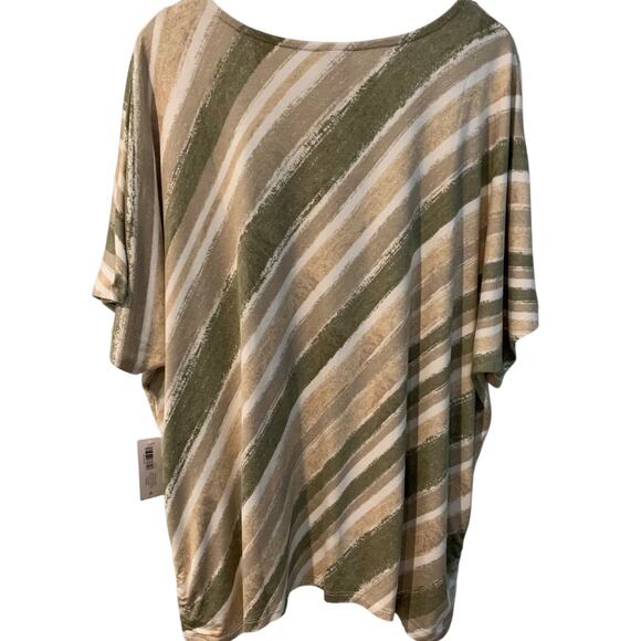 Chico's Top Women's Size 4 Boat Neck Textured Stripe Ocean Drop Liquid Knit NWT - Picture 2 of 7